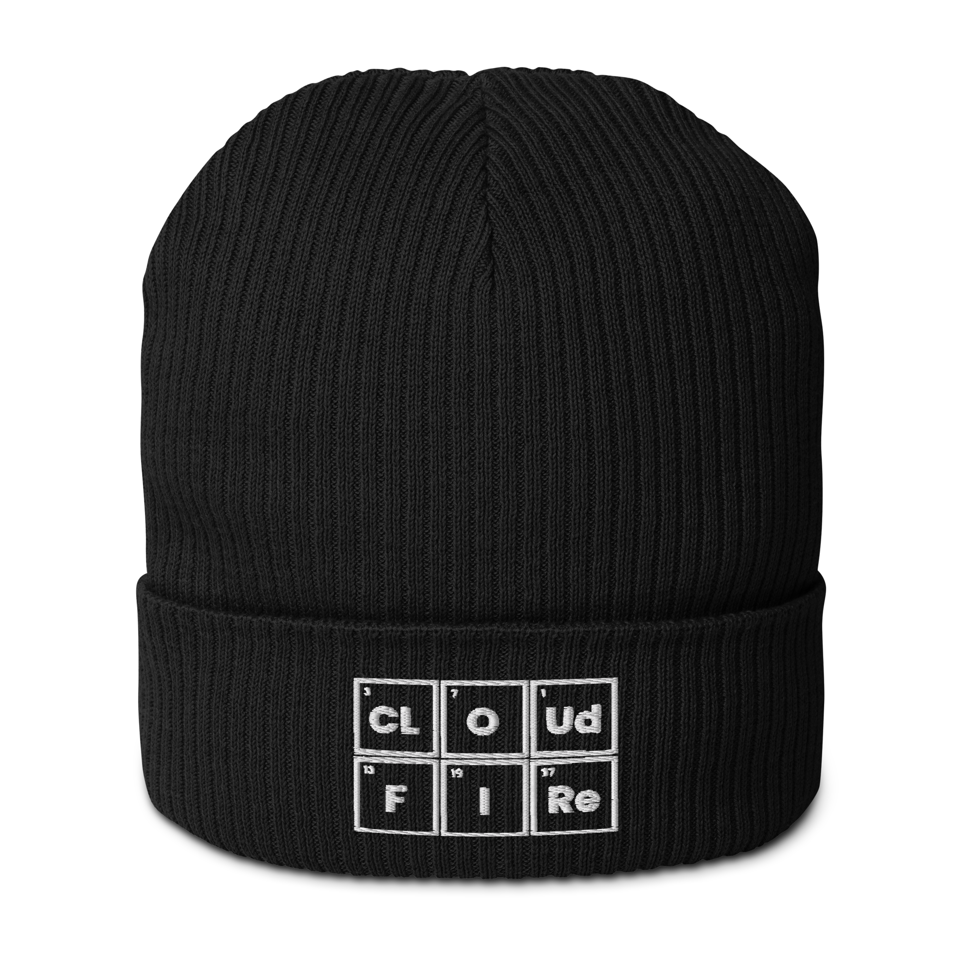 CLOUD AND FIRE Logo Organic Ribbed Beanie