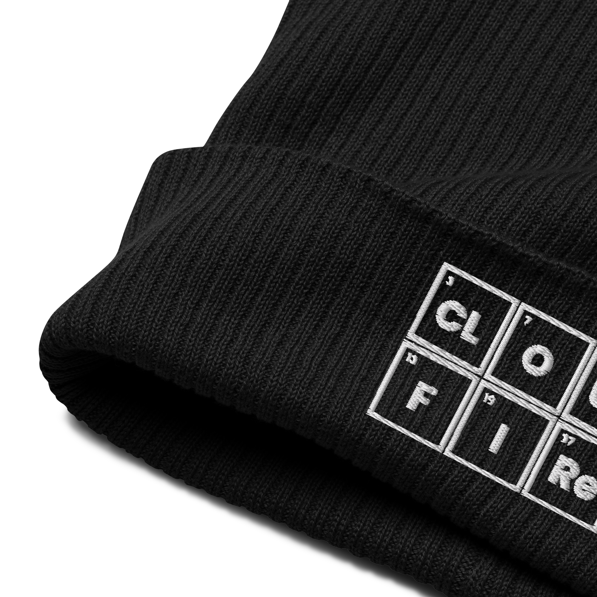 CLOUD AND FIRE Logo Organic Ribbed Beanie