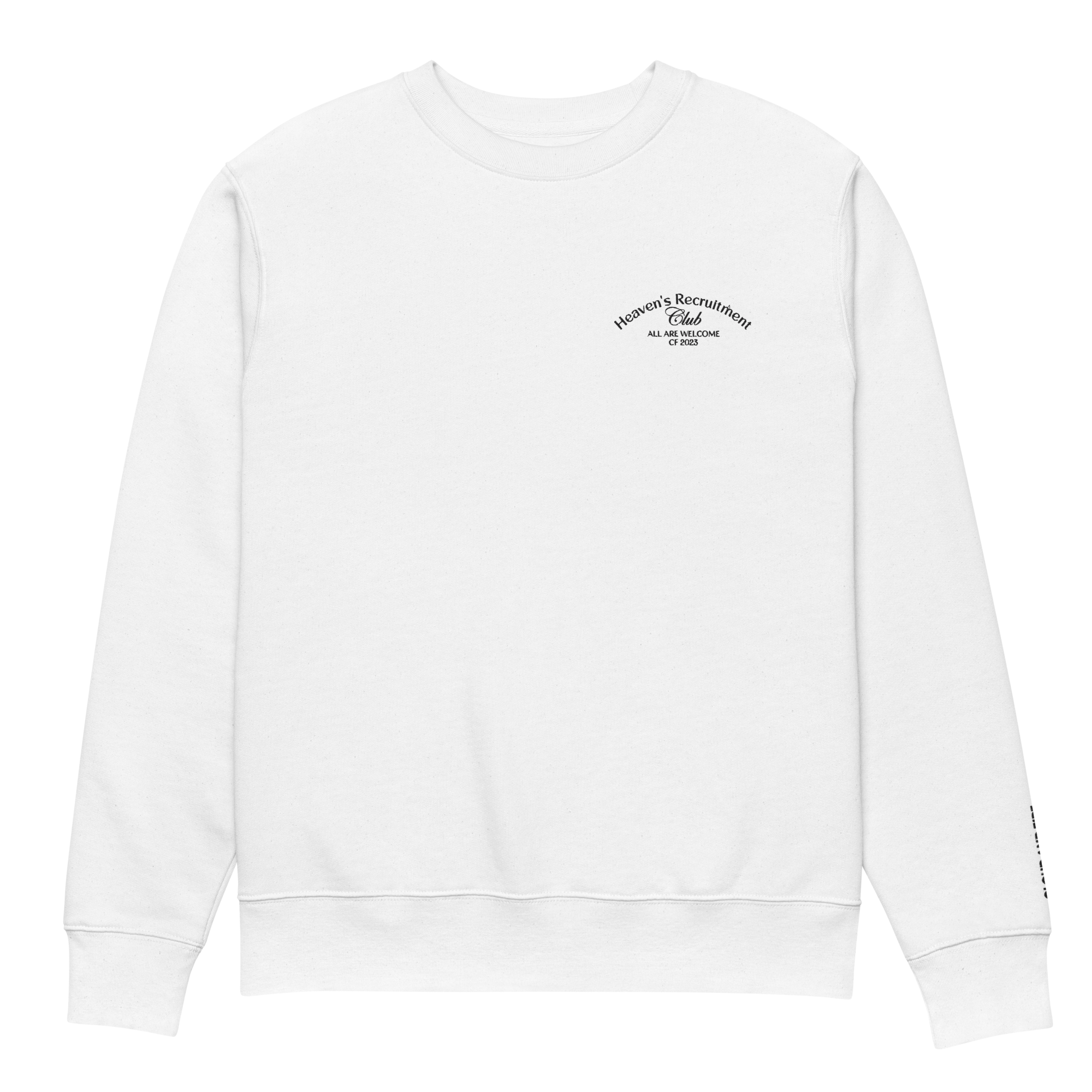 Heaven's Recruitment Club (embroidered) - Unisex Eco Sweatshirt