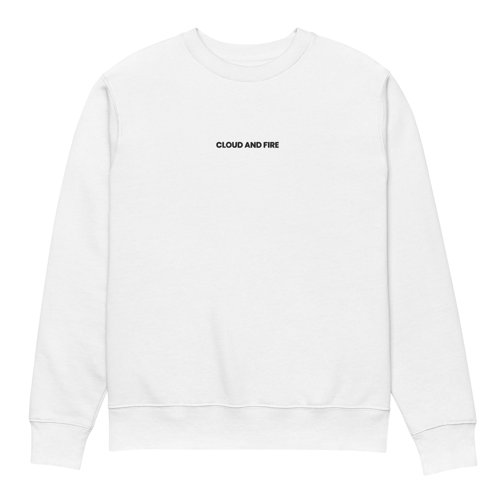 CLOUD AND FIRE Typeface (embroidered) - Unisex Eco Sweatshirt