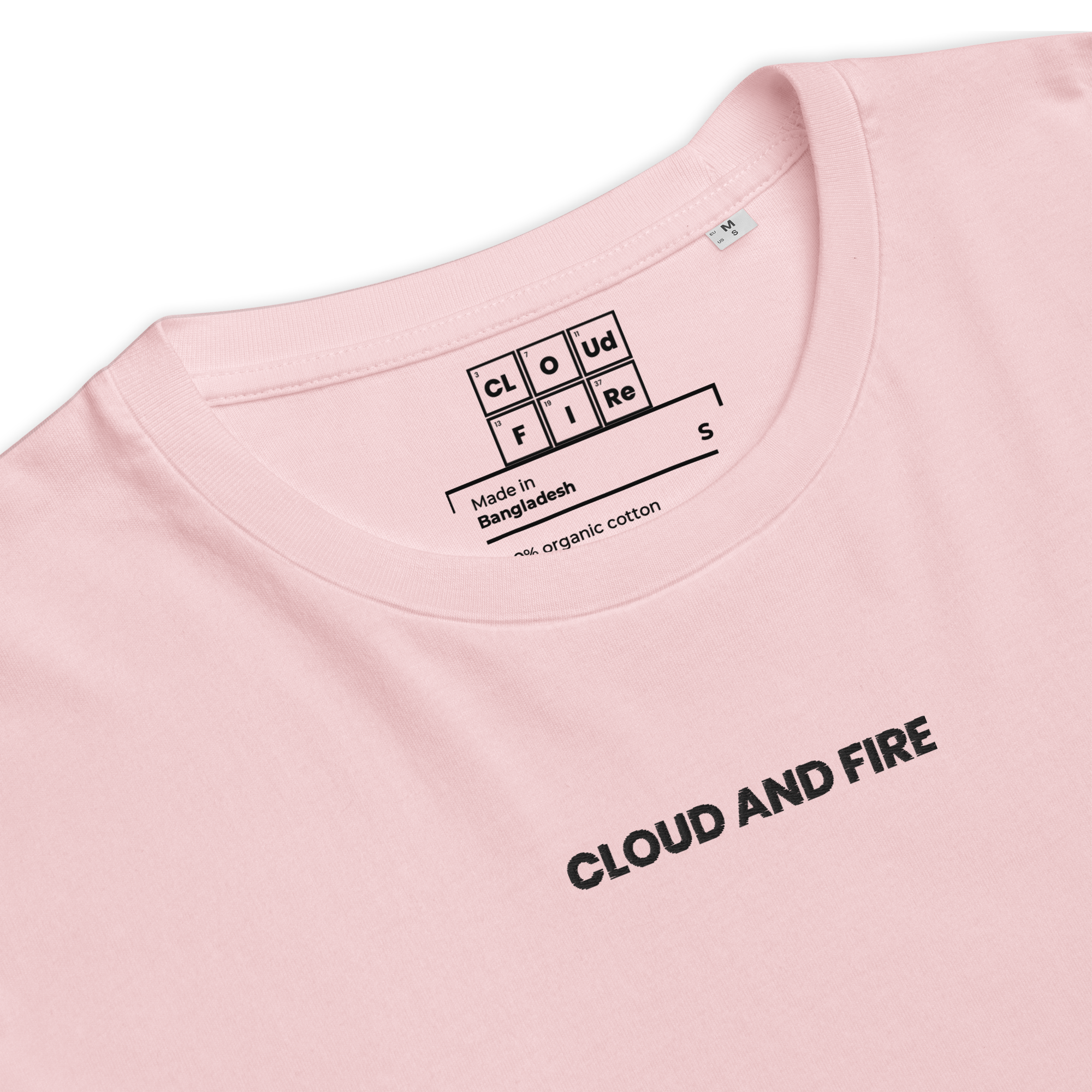 CLOUD AND FIRE Typeface (embroidered) - Unisex Organic Cotton T-shirt